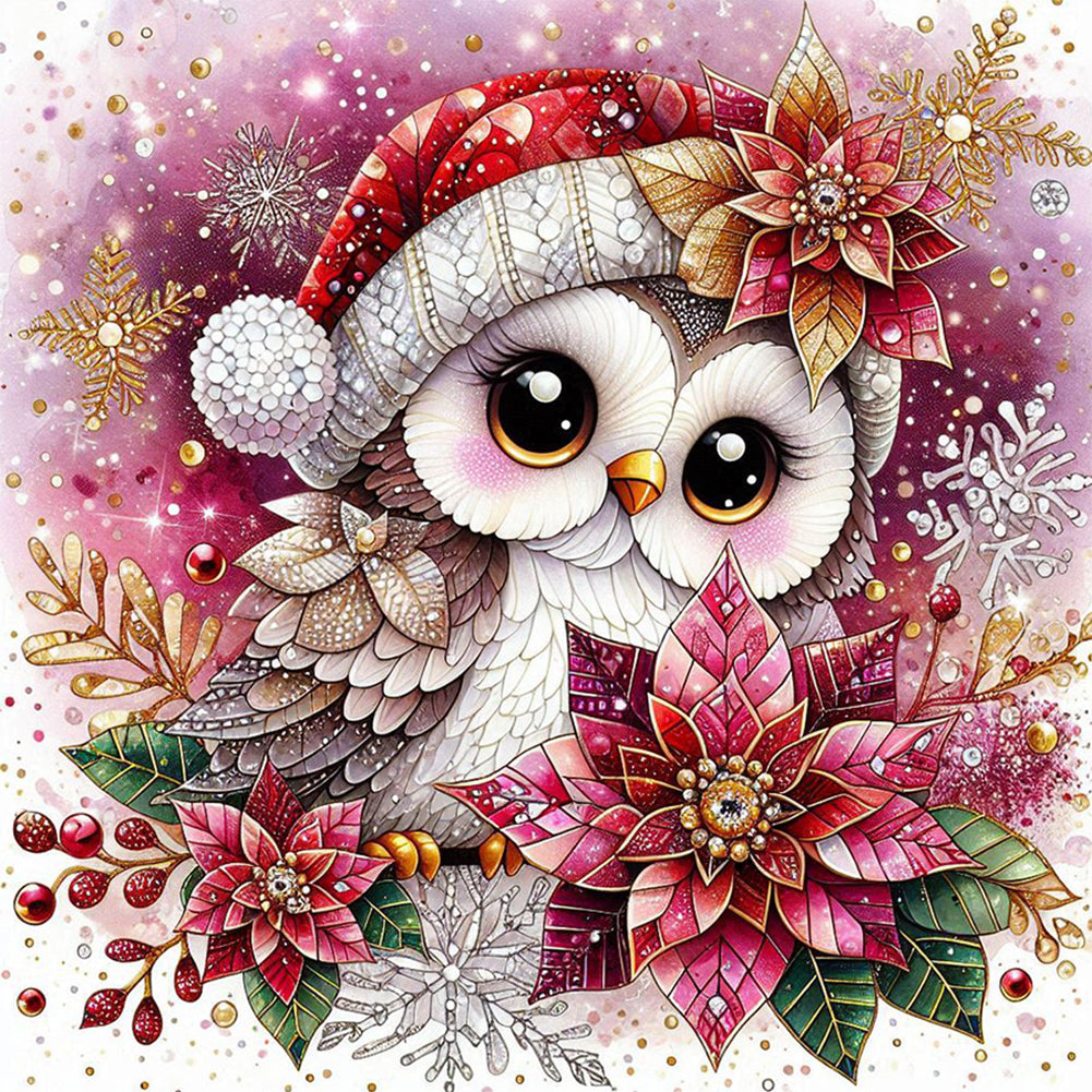 Christmas Owl 30*30CM(Canvas) Full Round Drill Diamond Painting