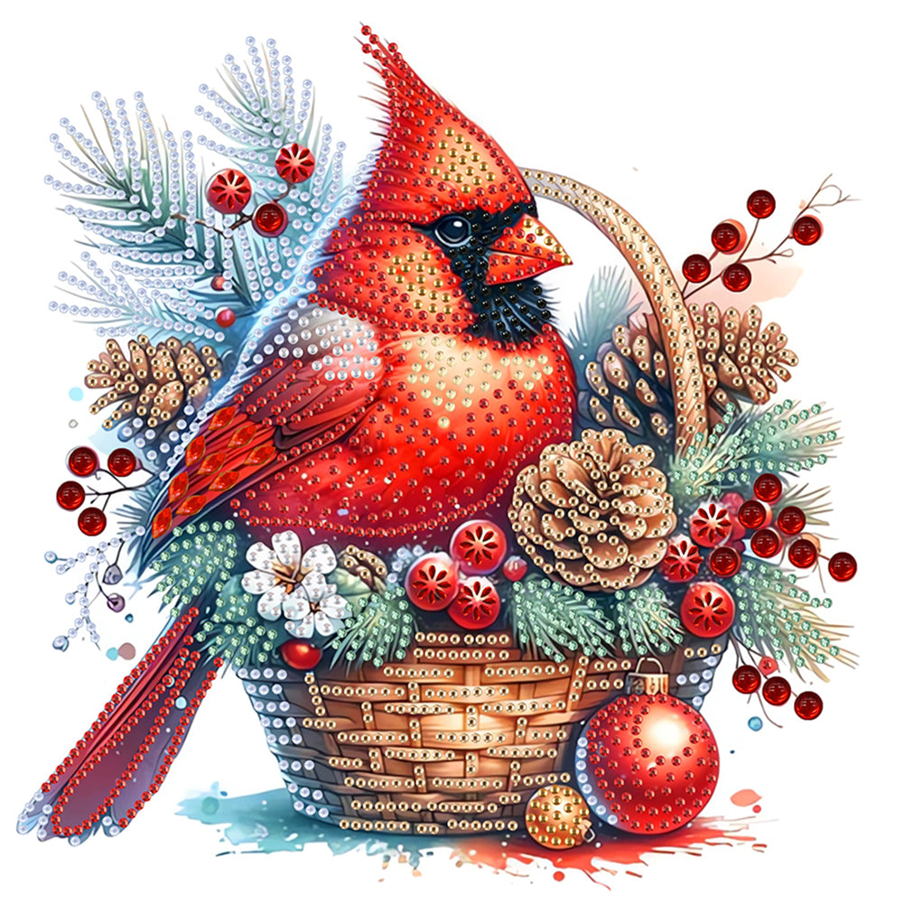 Christmas Cardinal 30*30CM(Canvas) Partial Special Shaped Drill Diamond Painting