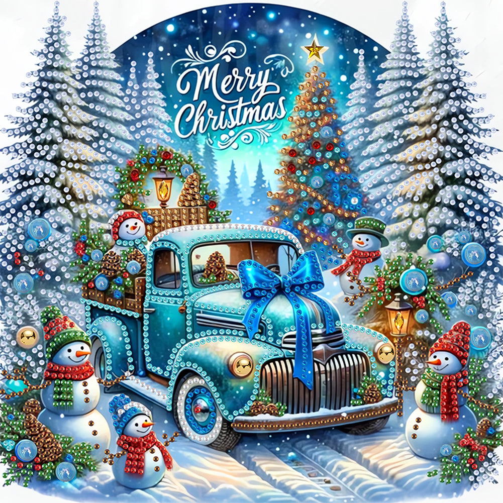 Christmas Car 30*30CM(Canvas) Partial Special Shaped Drill Diamond Painting