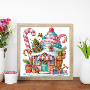 Christmas Ice Cream House 30*30CM(Canvas) Partial Special Shaped Drill Diamond Painting