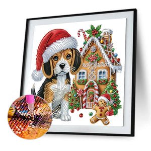 Christmas Dog 30*30CM(Canvas) Partial Special Shaped Drill Diamond Painting