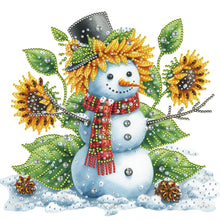 Load image into Gallery viewer, Christmas Sunflower Snowman 30*30CM(Canvas) Partial Special Shaped Drill Diamond Painting
