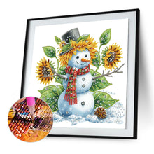 Load image into Gallery viewer, Christmas Sunflower Snowman 30*30CM(Canvas) Partial Special Shaped Drill Diamond Painting
