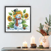 Load image into Gallery viewer, Christmas Sunflower Snowman 30*30CM(Canvas) Partial Special Shaped Drill Diamond Painting
