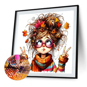 Autumn Girl 40*40CM(Canvas) Full Round Drill Diamond Painting