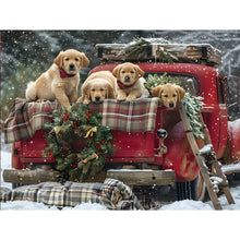 Load image into Gallery viewer, Santa Claus Car And Puppy 40*30CM(Canvas) Full Round Drill Diamond Painting
