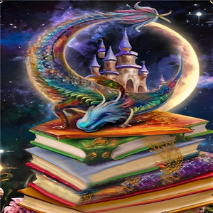 Magic Book Dragon 40*50CM(Canvas) Full Round Drill Diamond Painting