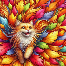 Load image into Gallery viewer, Leaf Orange Cat 40*40CM(Canvas) Full Round Drill Diamond Painting
