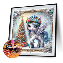 Load image into Gallery viewer, Christmas Tree Blue Hair Unicorn 40*40CM(Canvas) Full Round Drill Diamond Painting
