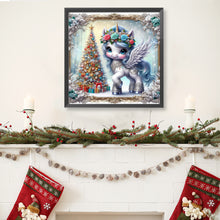 Load image into Gallery viewer, Christmas Tree Blue Hair Unicorn 40*40CM(Canvas) Full Round Drill Diamond Painting
