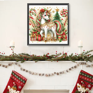 Christmas Candy Unicorn 40*40CM(Canvas) Full Round Drill Diamond Painting