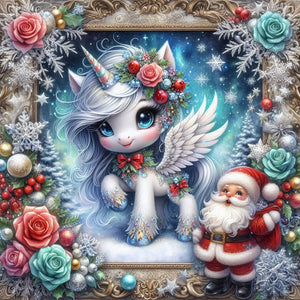 Santa Claus And Unicorn 40*40CM(Canvas) Full Round Drill Diamond Painting