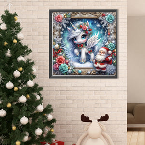 Santa Claus And Unicorn 40*40CM(Canvas) Full Round Drill Diamond Painting