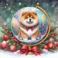 Load image into Gallery viewer, Christmas Globe Chow Chow 40*40CM(Canvas) Full Round Drill Diamond Painting
