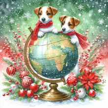 Load image into Gallery viewer, Christmas Globe Jack Russell Terrier 40*40CM(Canvas) Full Round Drill Diamond Painting
