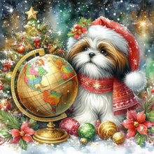 Load image into Gallery viewer, Christmas Globe Shih Tzu 40*40CM(Canvas) Full Round Drill Diamond Painting
