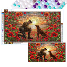 Load image into Gallery viewer, Glass Painting Of A Soldier And A War Dog, Golden Retriever 40*70CM(Canvas) Full Round Drill Diamond Painting
