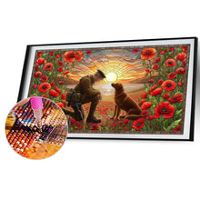 Load image into Gallery viewer, Glass Painting Of A Soldier And A War Dog, Golden Retriever 40*70CM(Canvas) Full Round Drill Diamond Painting
