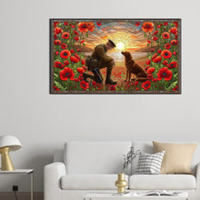 Load image into Gallery viewer, Glass Painting Of A Soldier And A War Dog, Golden Retriever 40*70CM(Canvas) Full Round Drill Diamond Painting
