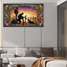 Load image into Gallery viewer, Glass Painting Dusk Warriors And War Dogs Hounds 40*70CM(Canvas) Full Round Drill Diamond Painting
