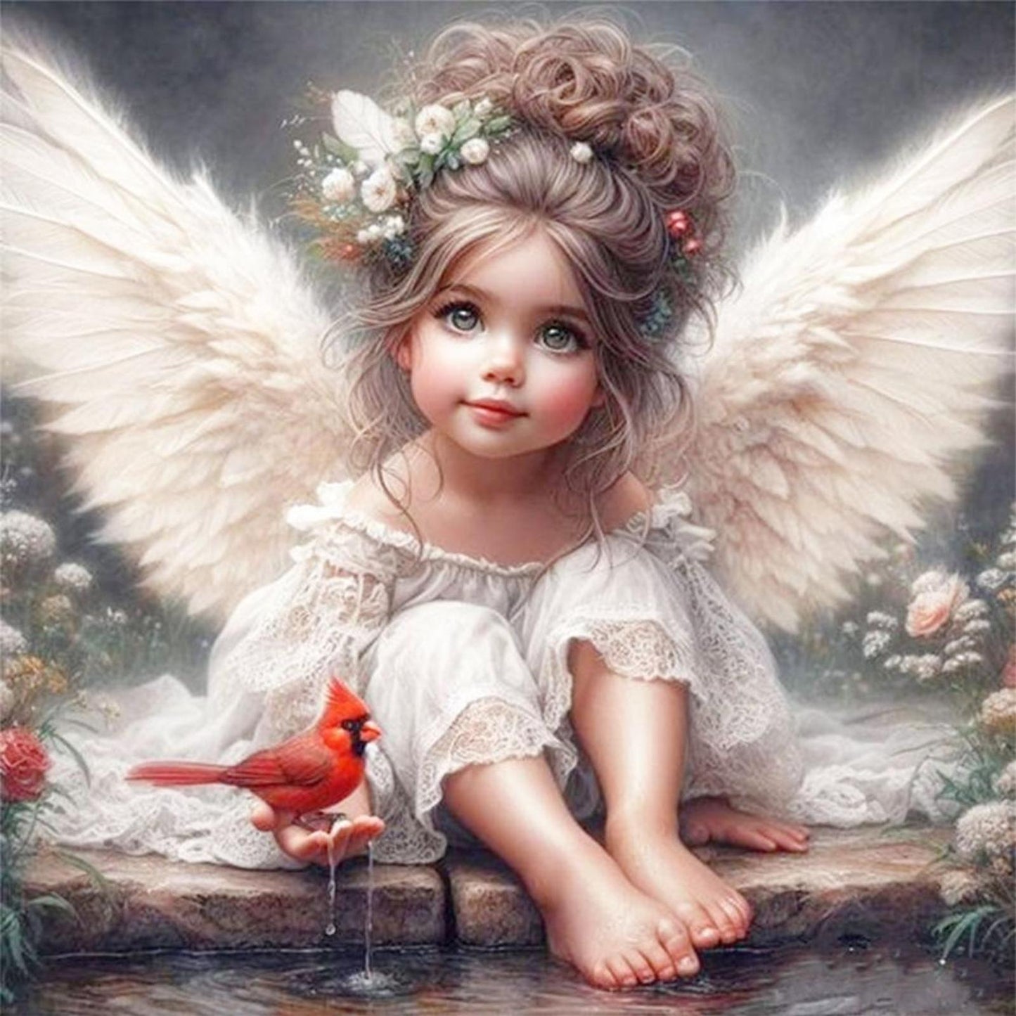 Angel And Birds - Full 11CT Stamped Cross Stitch 50x50CM - Yishu