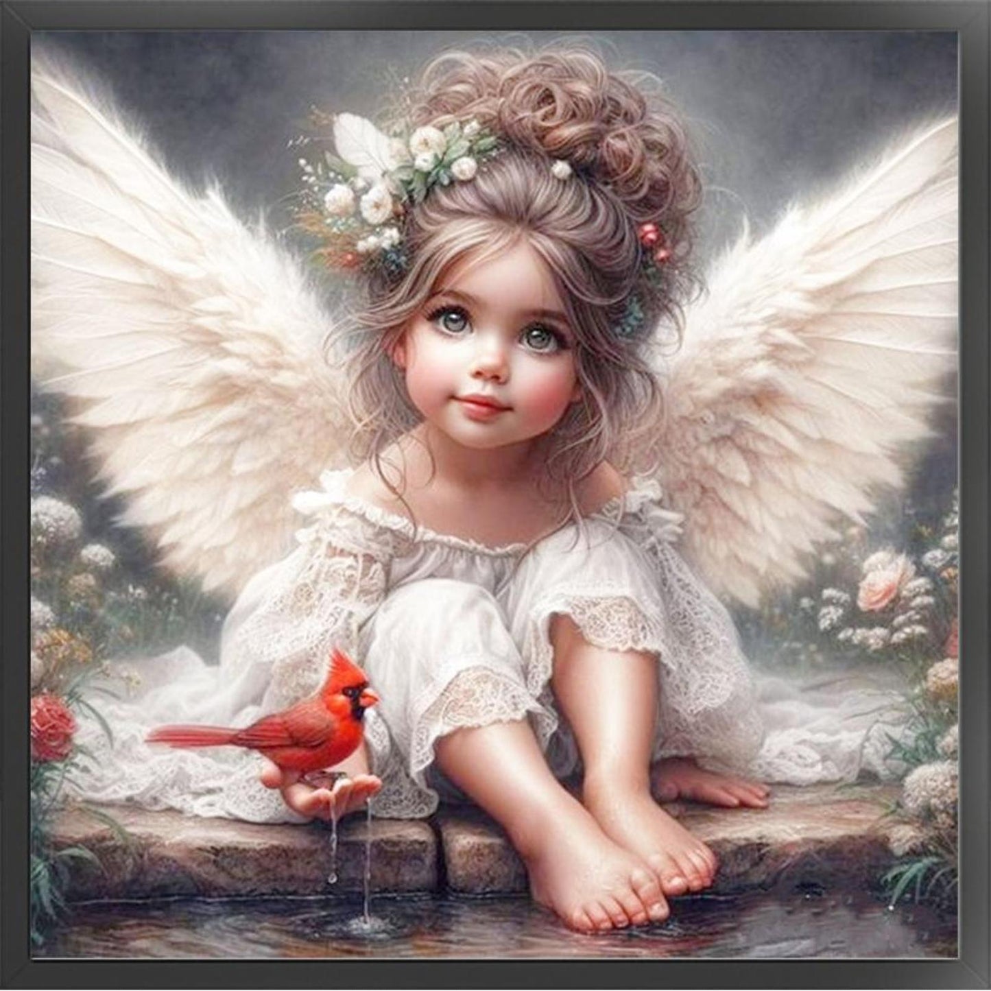 Angel And Birds - Full 11CT Stamped Cross Stitch 50x50CM - Yishu