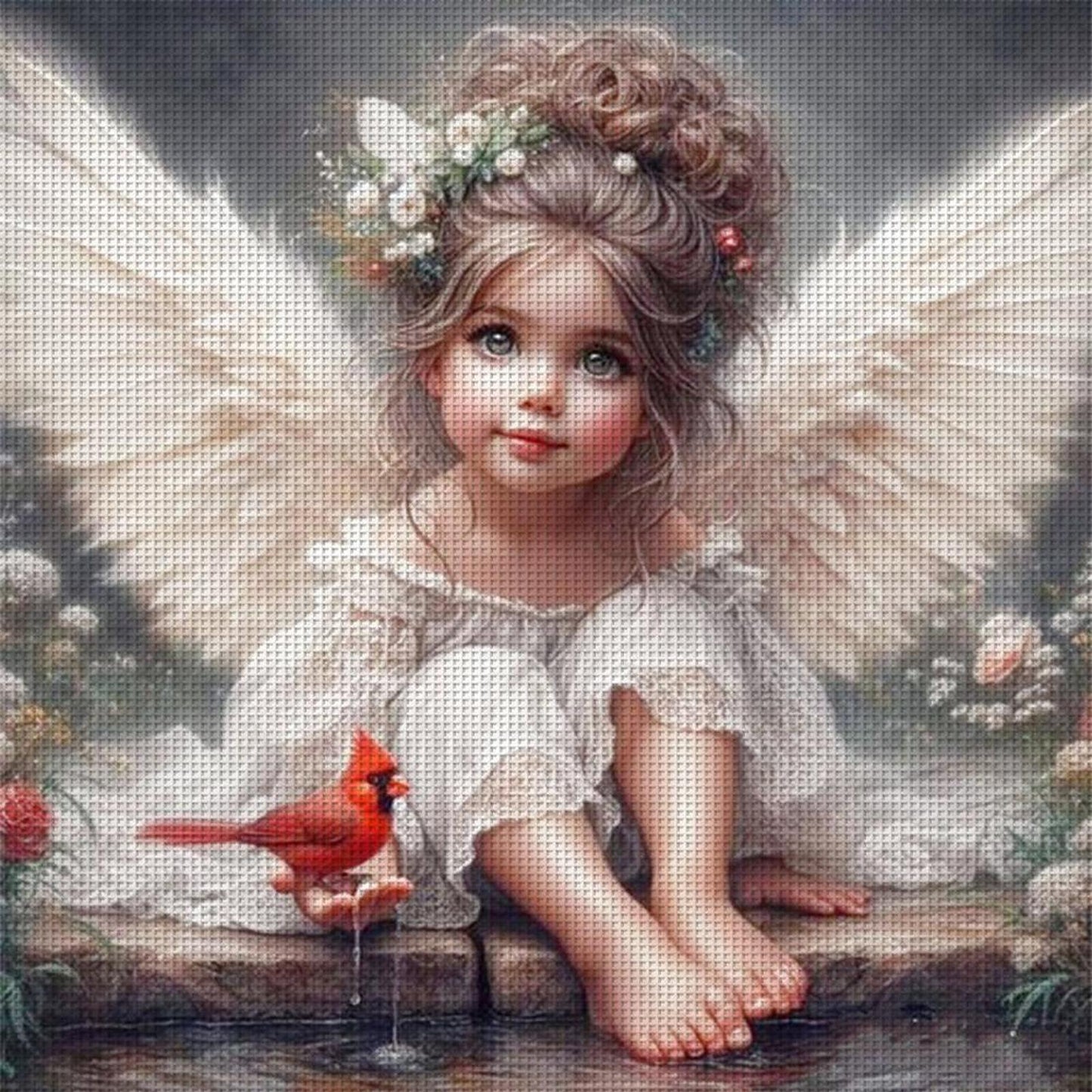 Angel And Birds - Full 11CT Stamped Cross Stitch 50x50CM - Yishu