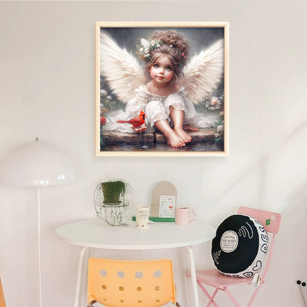 Angel And Birds - Full 11CT Stamped Cross Stitch 50x50CM - Yishu