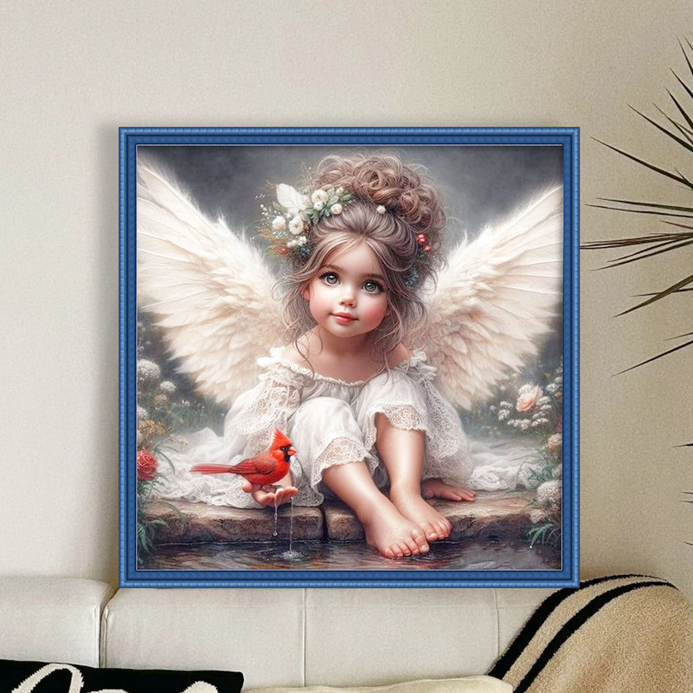 Angel And Birds - Full 11CT Stamped Cross Stitch 50x50CM - Yishu