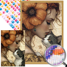 Load image into Gallery viewer, Girl And Cat 40*60CM(Picture) Full AB Round Drill Diamond Painting
