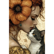 Load image into Gallery viewer, Girl And Cat 40*60CM(Picture) Full AB Round Drill Diamond Painting
