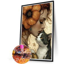 Load image into Gallery viewer, Girl And Cat 40*60CM(Picture) Full AB Round Drill Diamond Painting
