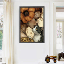 Load image into Gallery viewer, Girl And Cat 40*60CM(Picture) Full AB Round Drill Diamond Painting
