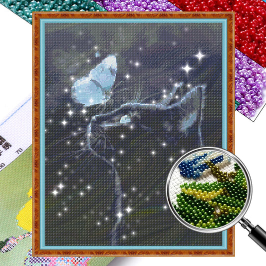 Butterfly and Cat - Full  9CT Stamped Cross Stitch - Bead Embroidery 40x52CM/15.75x20.47in