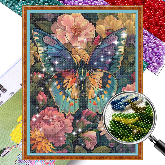 Colorful Butterflies - Full  9CT Stamped Cross Stitch - Bead Embroidery 30x40CM/11.81x15.75in