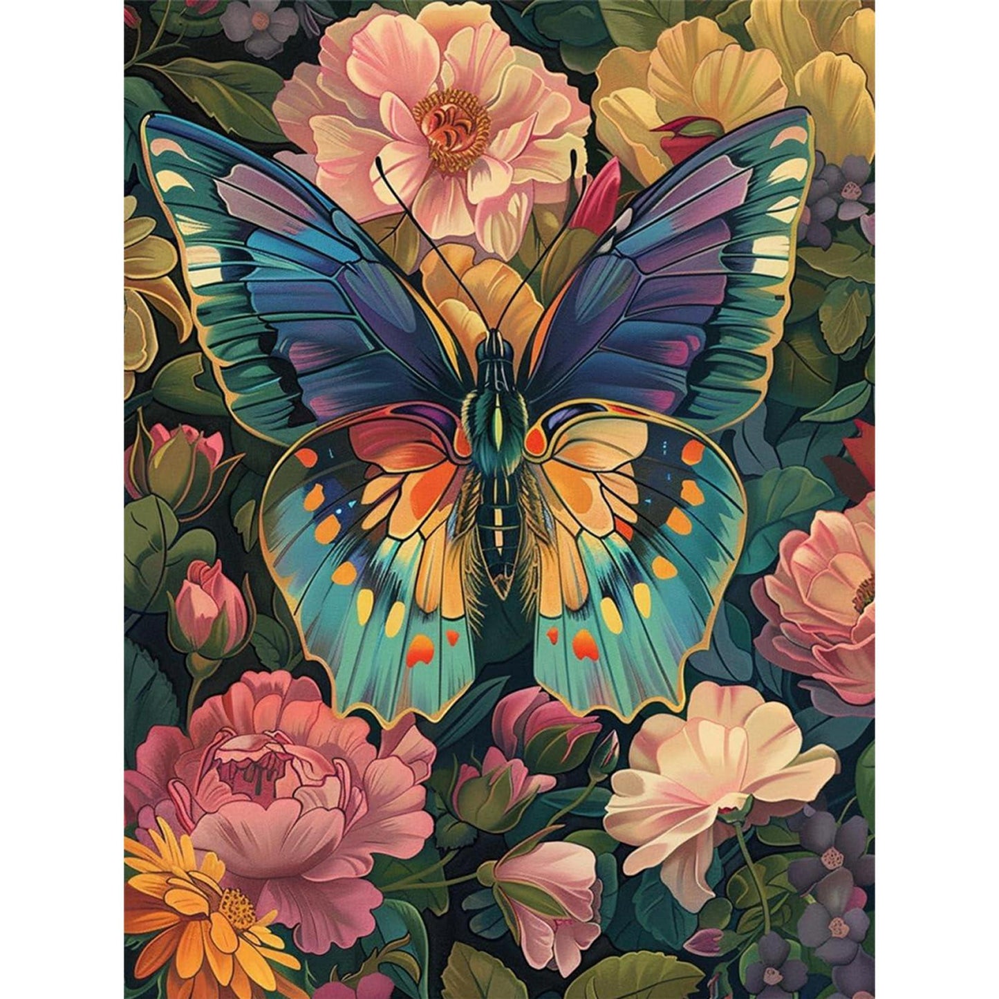 Colorful Butterflies - Full  9CT Stamped Cross Stitch - Bead Embroidery 30x40CM/11.81x15.75in