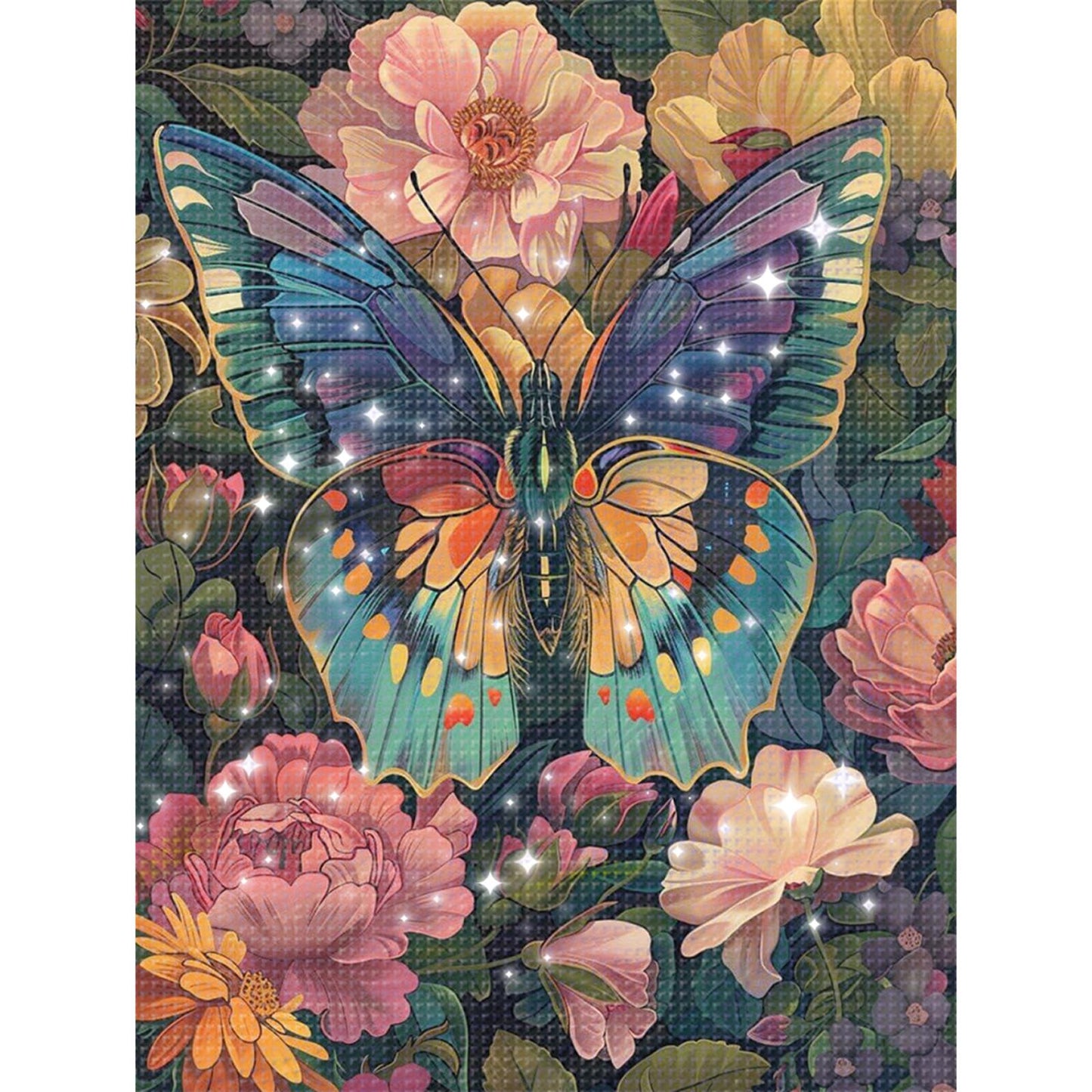 Colorful Butterflies - Full  9CT Stamped Cross Stitch - Bead Embroidery 30x40CM/11.81x15.75in