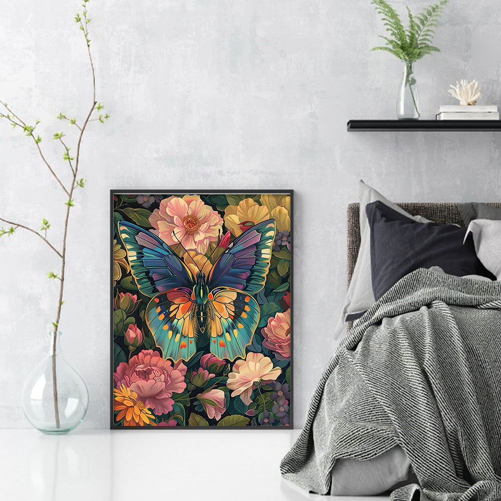 Colorful Butterflies - Full  9CT Stamped Cross Stitch - Bead Embroidery 30x40CM/11.81x15.75in