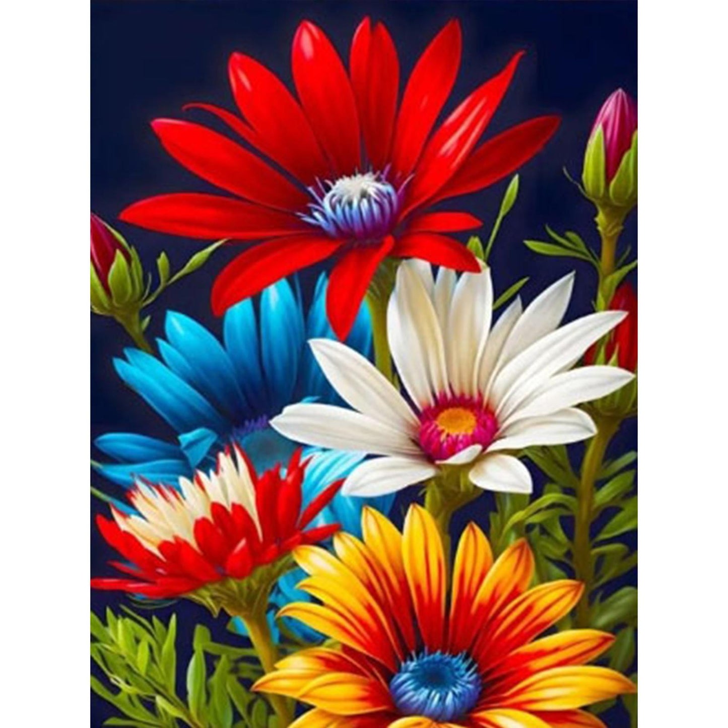 Flowers in Full Bloom - Full  9CT Stamped Cross Stitch - Bead Embroidery 40x53CM/15.75x20.87in