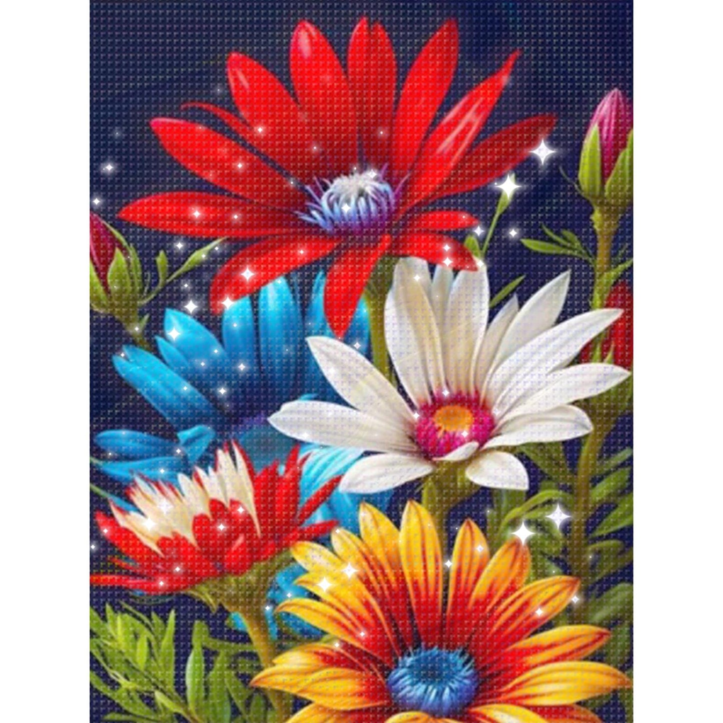 Flowers in Full Bloom - Full  9CT Stamped Cross Stitch - Bead Embroidery 40x53CM/15.75x20.87in