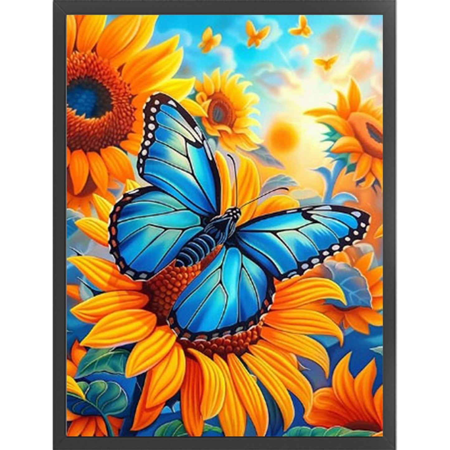 Butterfly & Sunflower - Full  9CT Stamped Cross Stitch - Bead Embroidery 40x54CM/15.75x21.26in
