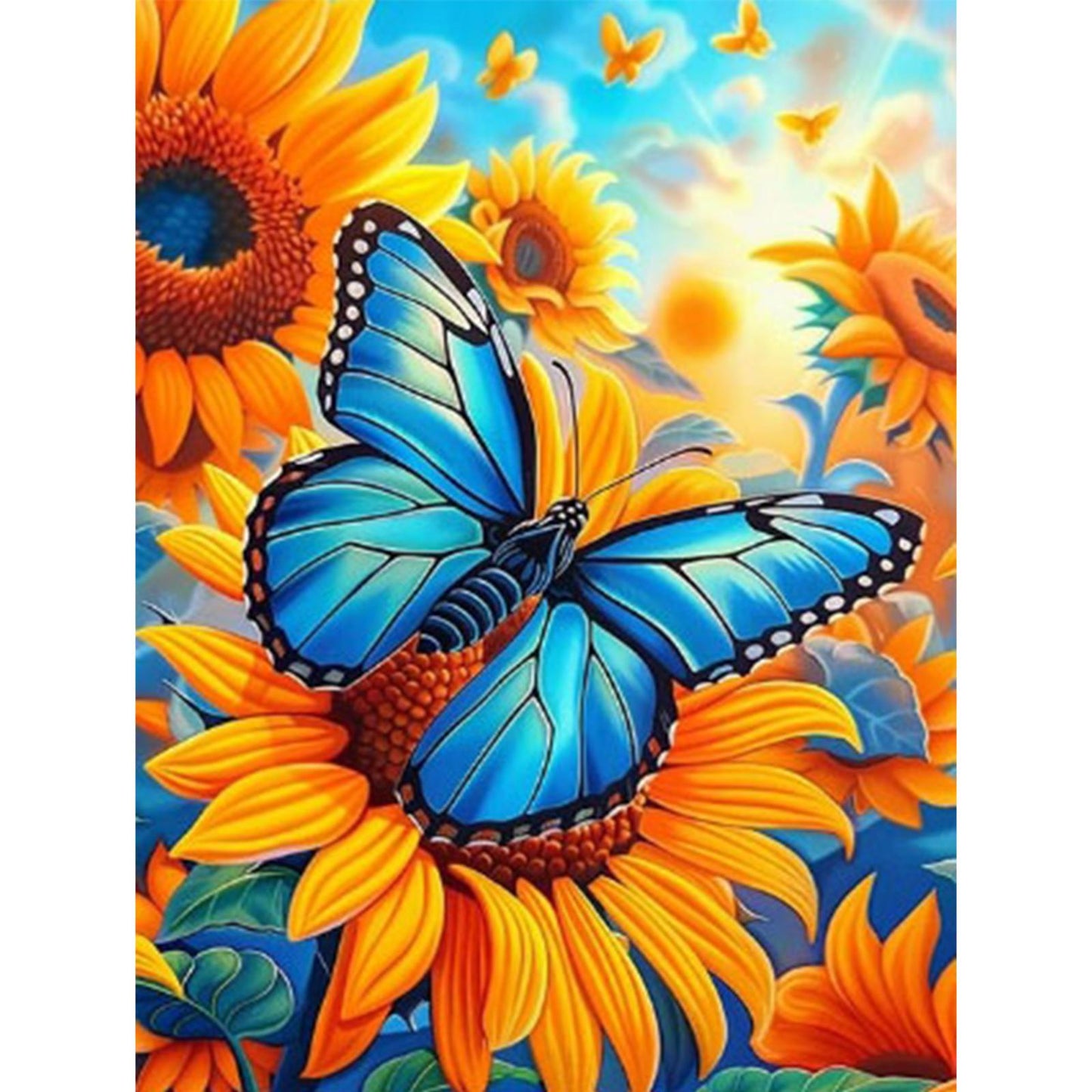 Butterfly & Sunflower - Full  9CT Stamped Cross Stitch - Bead Embroidery 40x54CM/15.75x21.26in