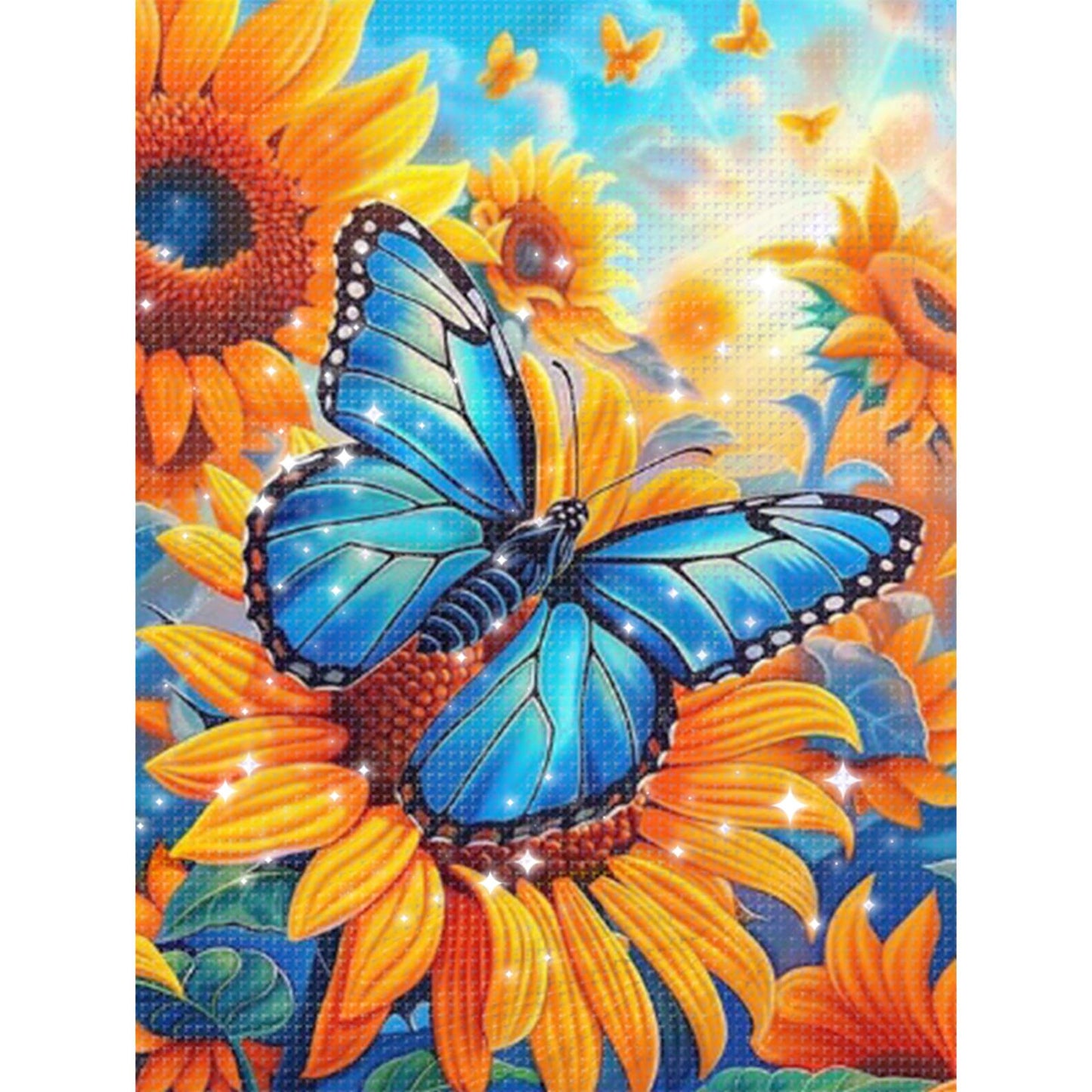 Butterfly & Sunflower - Full  9CT Stamped Cross Stitch - Bead Embroidery 40x54CM/15.75x21.26in