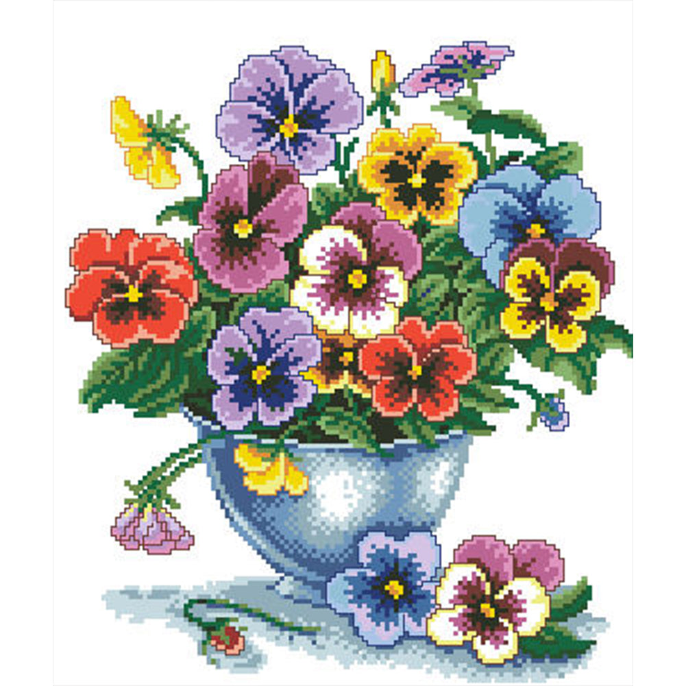 Six-color Orchid - Partial  9CT Stamped Cross Stitch - Bead Embroidery 38x52CM/14.96x20.47in