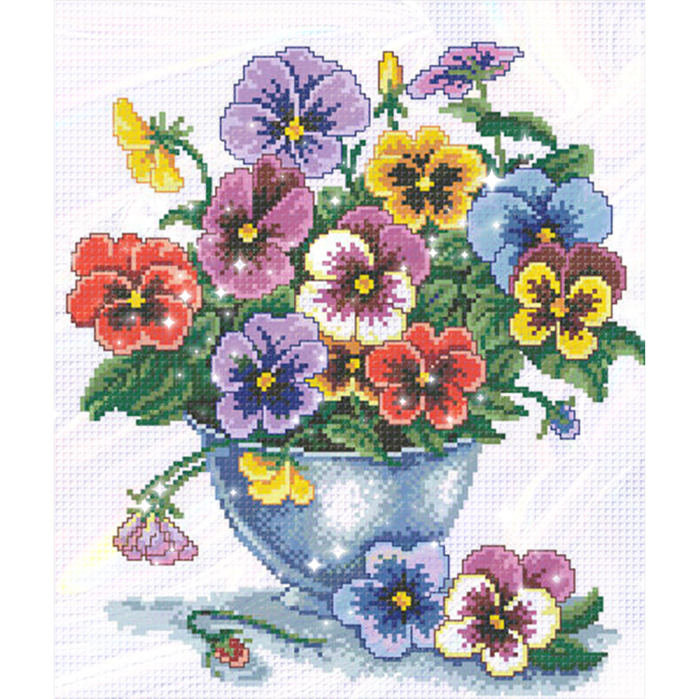 Six-color Orchid - Partial  9CT Stamped Cross Stitch - Bead Embroidery 38x52CM/14.96x20.47in