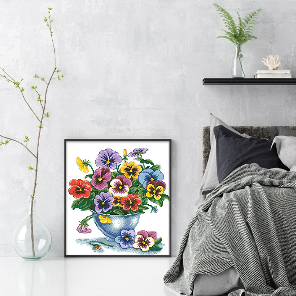 Six-color Orchid - Partial  9CT Stamped Cross Stitch - Bead Embroidery 38x52CM/14.96x20.47in