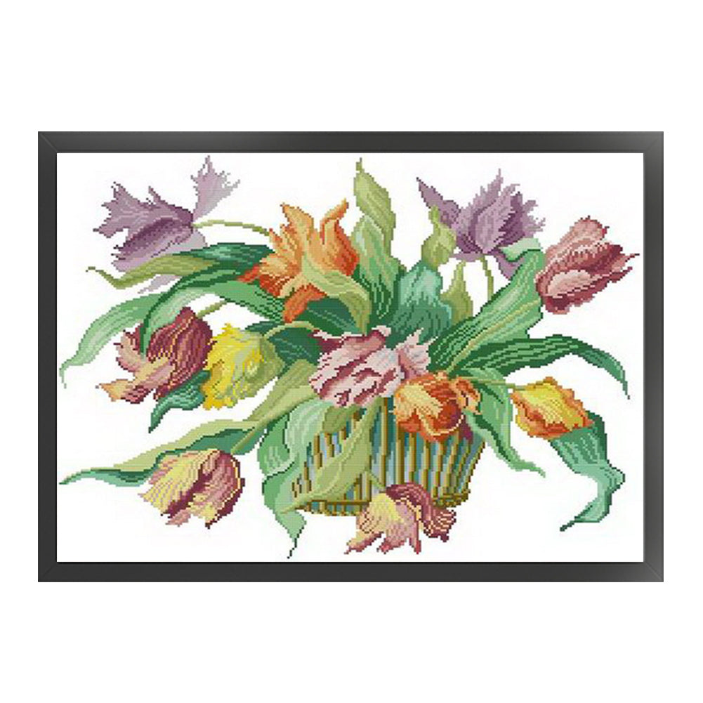 Fragrance Overflowing - Partial  9CT Stamped Cross Stitch - Bead Embroidery 66x51CM/25.98x20.08in