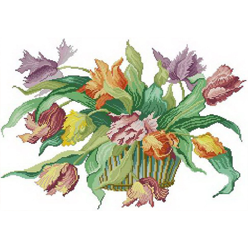 Fragrance Overflowing - Partial  9CT Stamped Cross Stitch - Bead Embroidery 66x51CM/25.98x20.08in