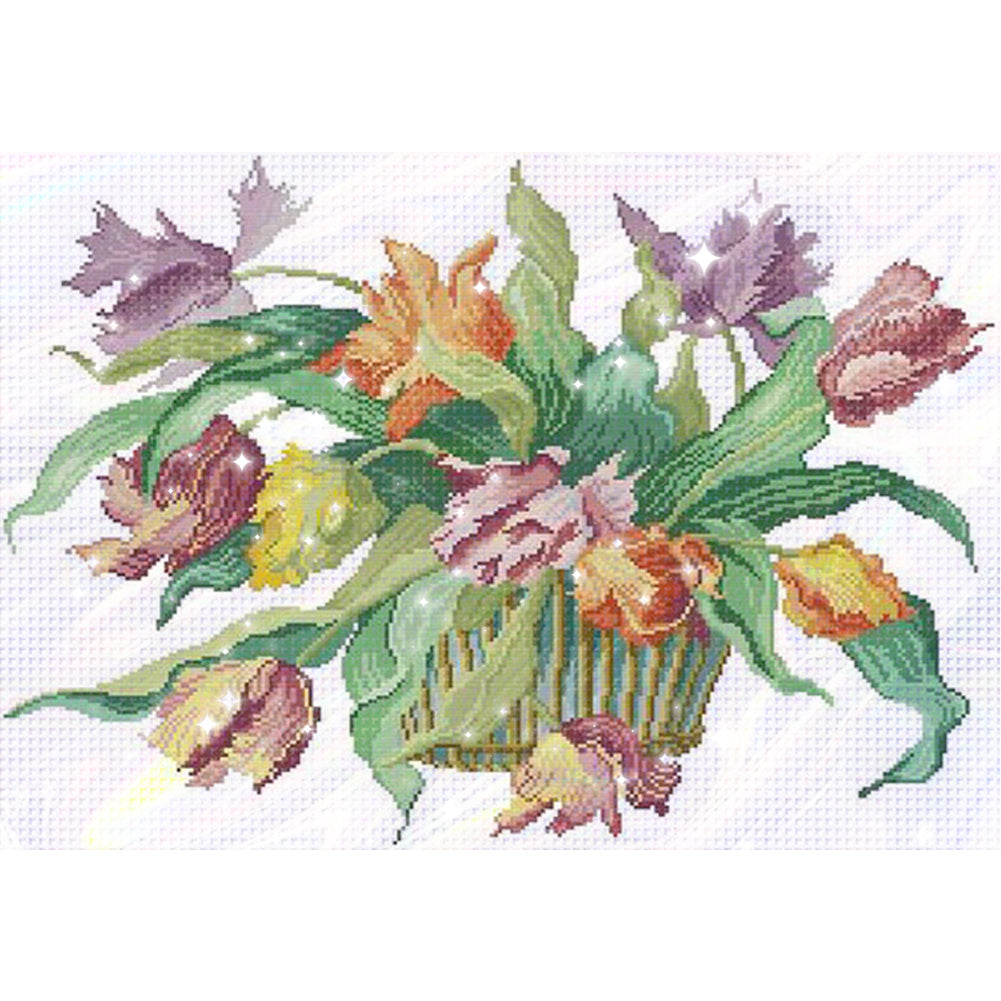 Fragrance Overflowing - Partial  9CT Stamped Cross Stitch - Bead Embroidery 66x51CM/25.98x20.08in