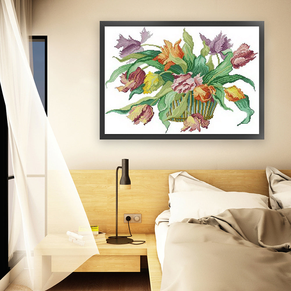 Fragrance Overflowing - Partial  9CT Stamped Cross Stitch - Bead Embroidery 66x51CM/25.98x20.08in